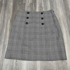 Banana Republic Womens Skirt SZ 4 Black White Houndstooth Fully Lined